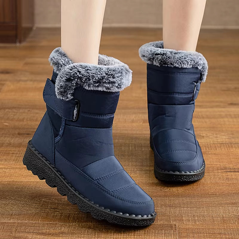 Stylish Women's Snow Boots - Fashionable Mid-Calf Winter Footwear with Plush Comfort