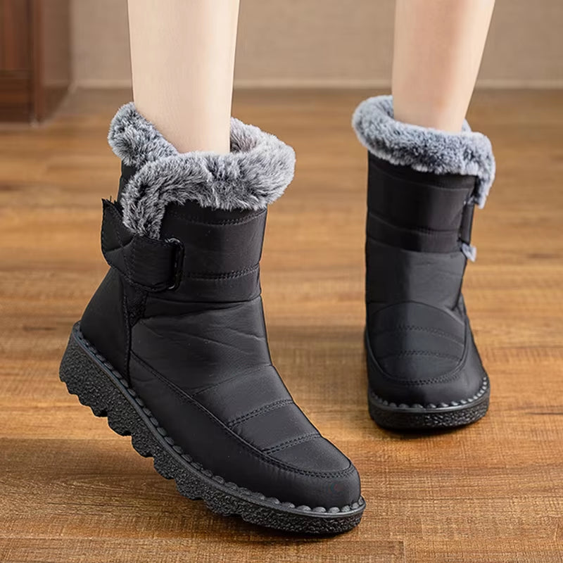 Stylish Women's Snow Boots - Fashionable Mid-Calf Winter Footwear with Plush Comfort