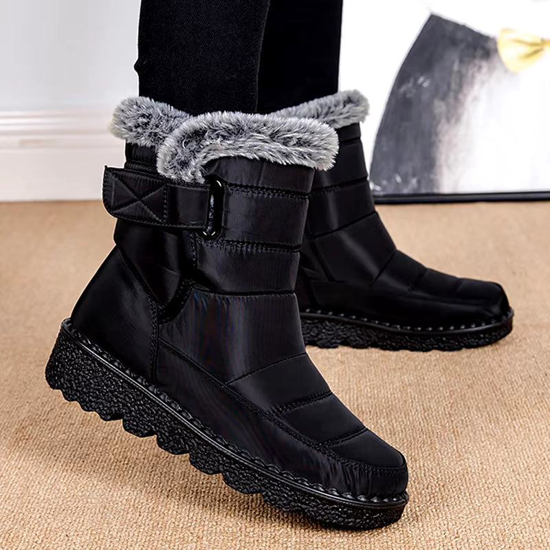 Stylish Women's Snow Boots - Fashionable Mid-Calf Winter Footwear with Plush Comfort