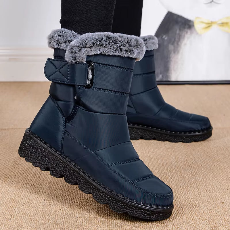 Stylish Women's Snow Boots - Fashionable Mid-Calf Winter Footwear with Plush Comfort