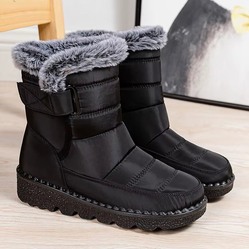Stylish Women's Snow Boots - Fashionable Mid-Calf Winter Footwear with Plush Comfort