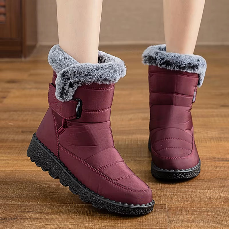 Stylish Women's Snow Boots - Fashionable Mid-Calf Winter Footwear with Plush Comfort