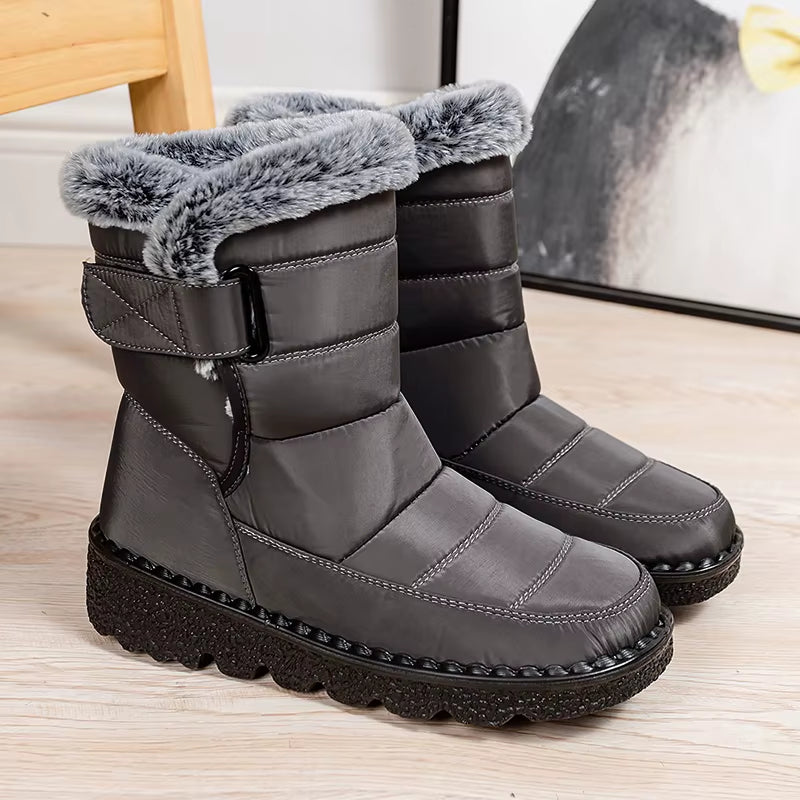 Stylish Women's Snow Boots - Fashionable Mid-Calf Winter Footwear with Plush Comfort
